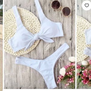Zaful White Cheeky High Rise Bikini
